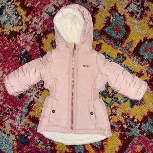 DKNY Baby Girls Light Pink Fully Lined Winter Coat 12M